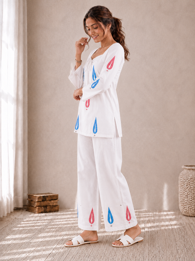 Ishani Leaf Blockprint  Co-ord Set - 2