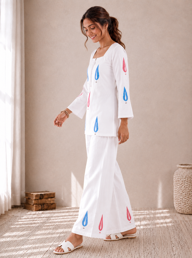 Ishani Leaf Blockprint  Co-ord Set - 2