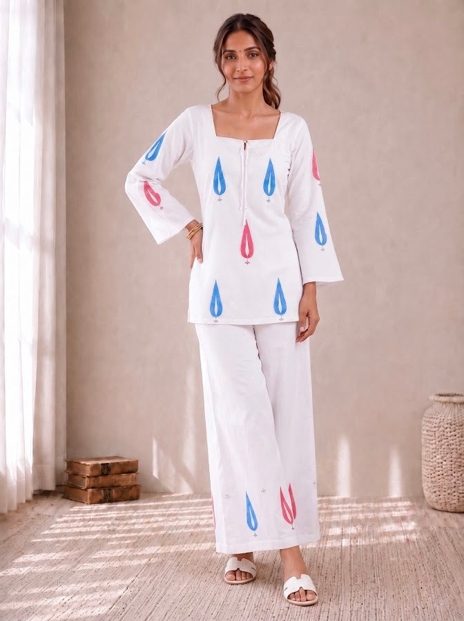 Ishani Leaf Blockprint  Co-ord Set - 2