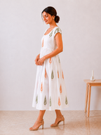 Myra Leaf Blockprint Midi Dress