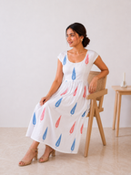 Nyra Leaf Blockprint Midi Dress