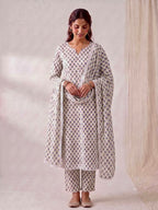 Aarzoo Blockprint Blue Kurti Set - 3