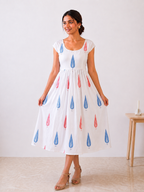 Nyra Leaf Blockprint Midi Dress