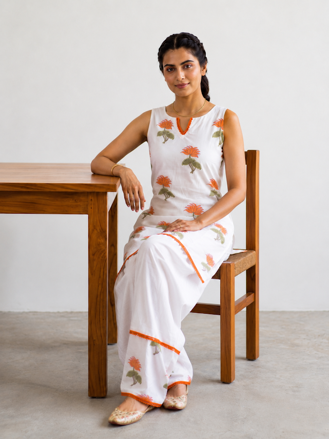Nisha Blockprint Farsi Corset Set - 2