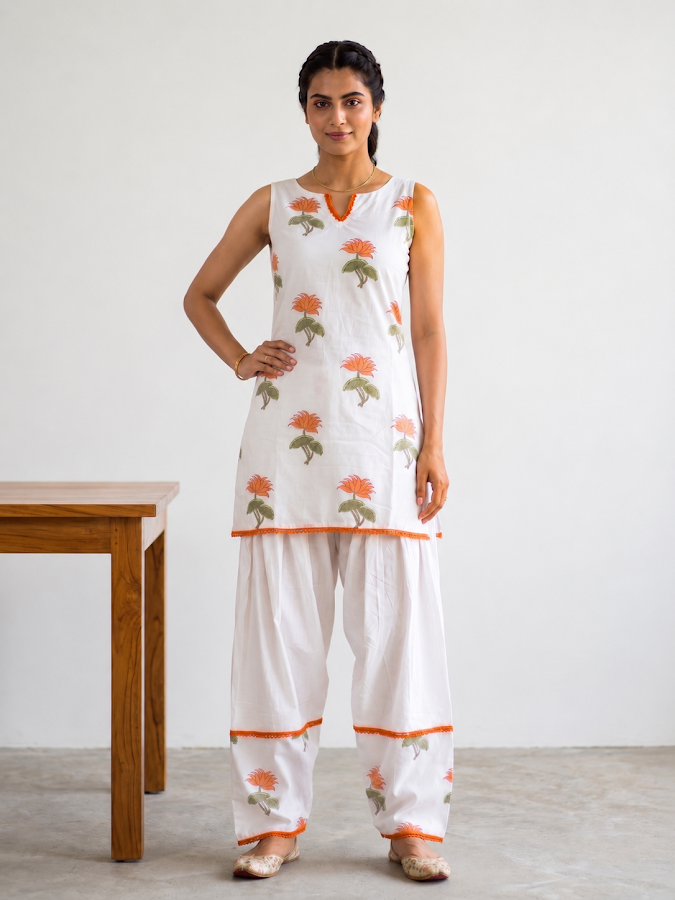 Nisha Blockprint Farsi Corset Set - 2