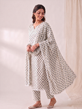 Aarzoo Blockprint Blue Kurti Set - 3