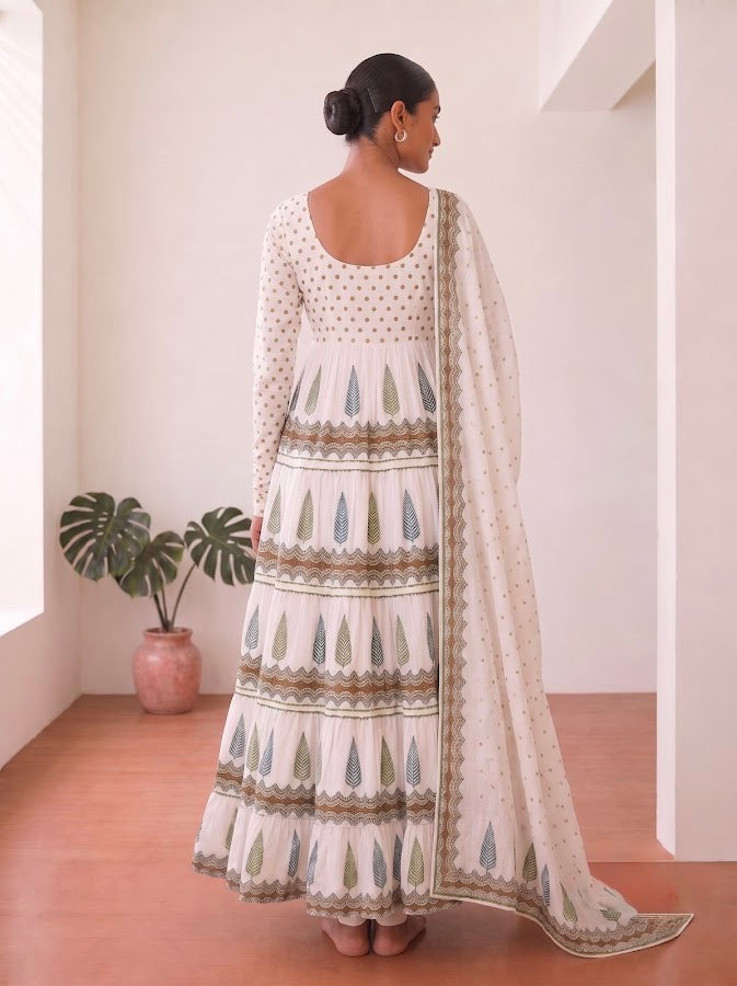 Akshita Blockprint Tiered Anarkali Set - 3