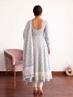 Aarzoo Blockprint Blue Anarkali Set - 3
