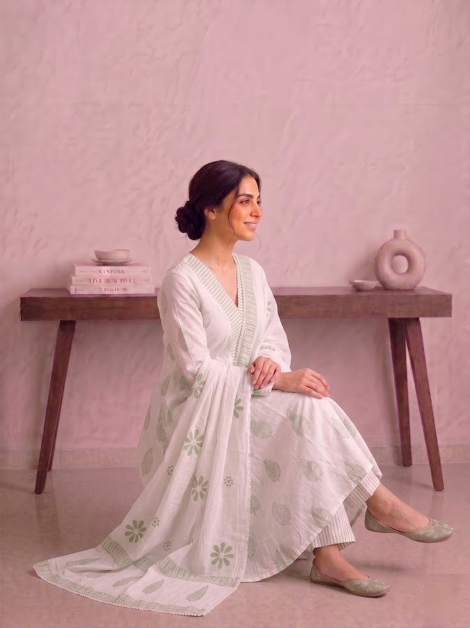 Siya Blockprint Green Kurti Palazzo Set - 3