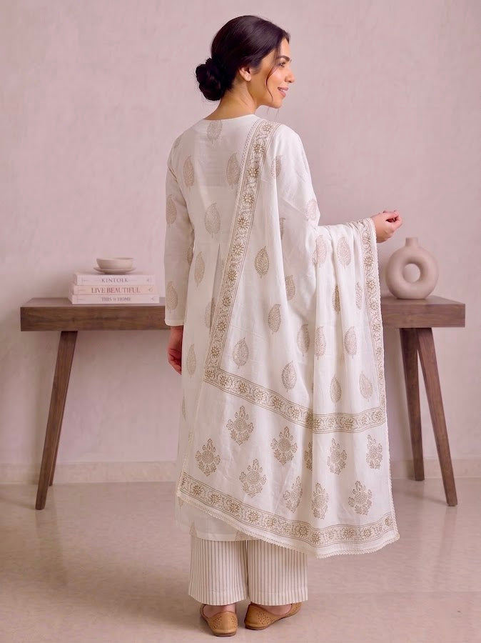 Siya Blockprint Brown Kurti Palazzo Set - 3