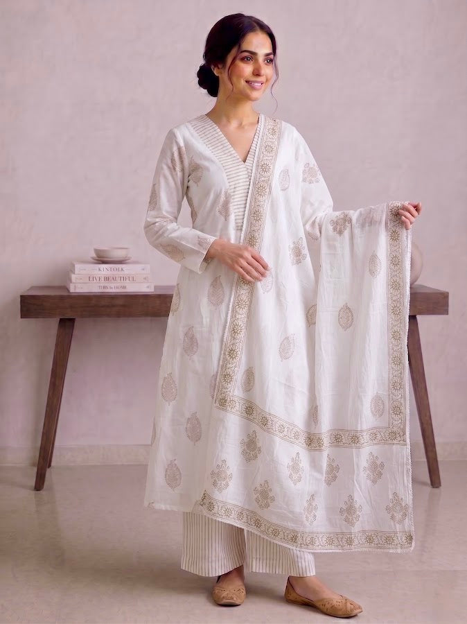 Siya Blockprint Brown Kurti Palazzo Set - 3