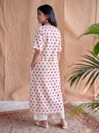 Red Blockprint Kurti Palazzo Set - 2