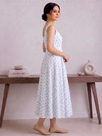 Shivi Blockprint Blue  Midi Dress