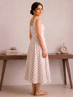 Shivi Blockprint Brown Midi Dress