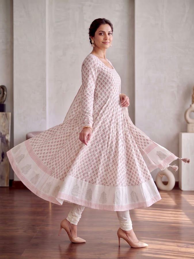 Aarzoo Blockprint Red Anarkali Set - 3