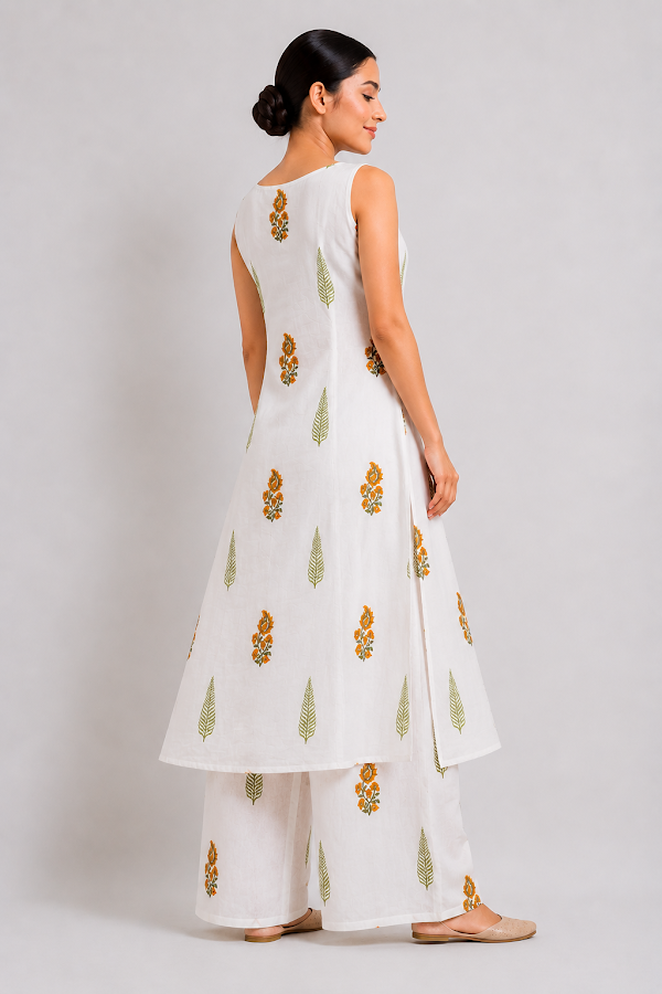 Ishra Blockprint Kurti Palazzo Set - 2